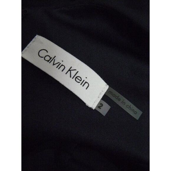 Calvin Klein Navy Blue Fit & Flare Scuba Stretch Dress w/Nude Lace Rows 2 NEW - Picture 8 of 8